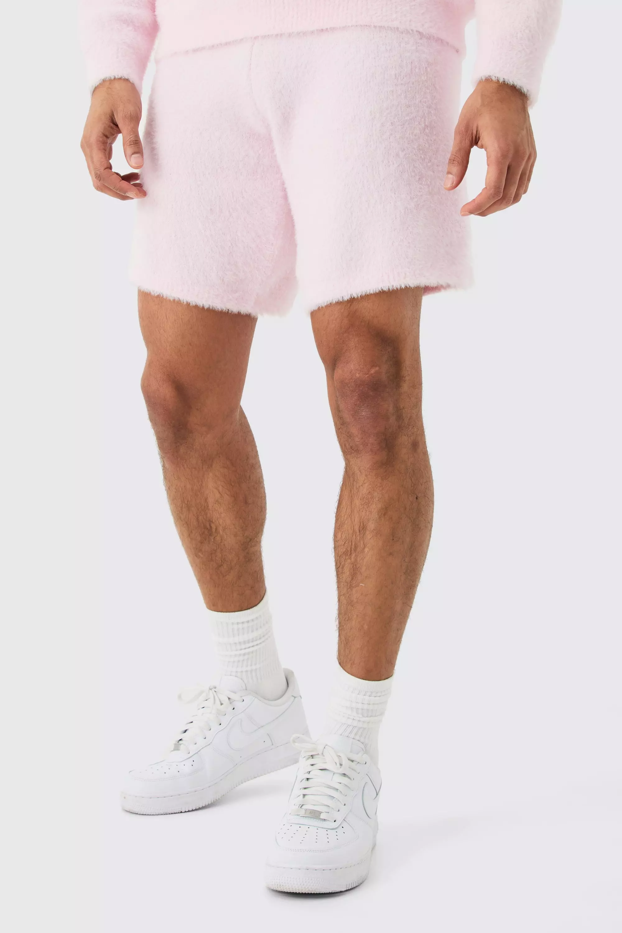 Pink fuzzy shorts online